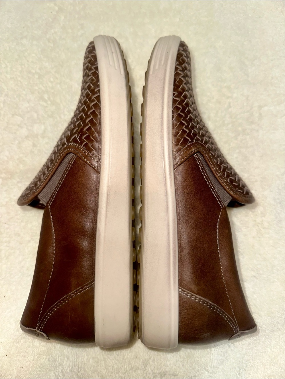 ECCO Soft 7 Woven Leather Slip On Sneaker Brown Taupe Size 39 US 8 8.5 Comfort - Picture 6 of 8